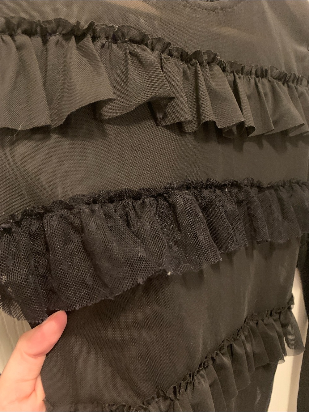 Forever 21 Black Sheer Ruffle Top - Picture 3 of 8